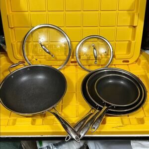 HEXCLAD 6 Piece Nonstick Stainless Steel Frying Pan Set 8”, 10” 12” and Wok $600